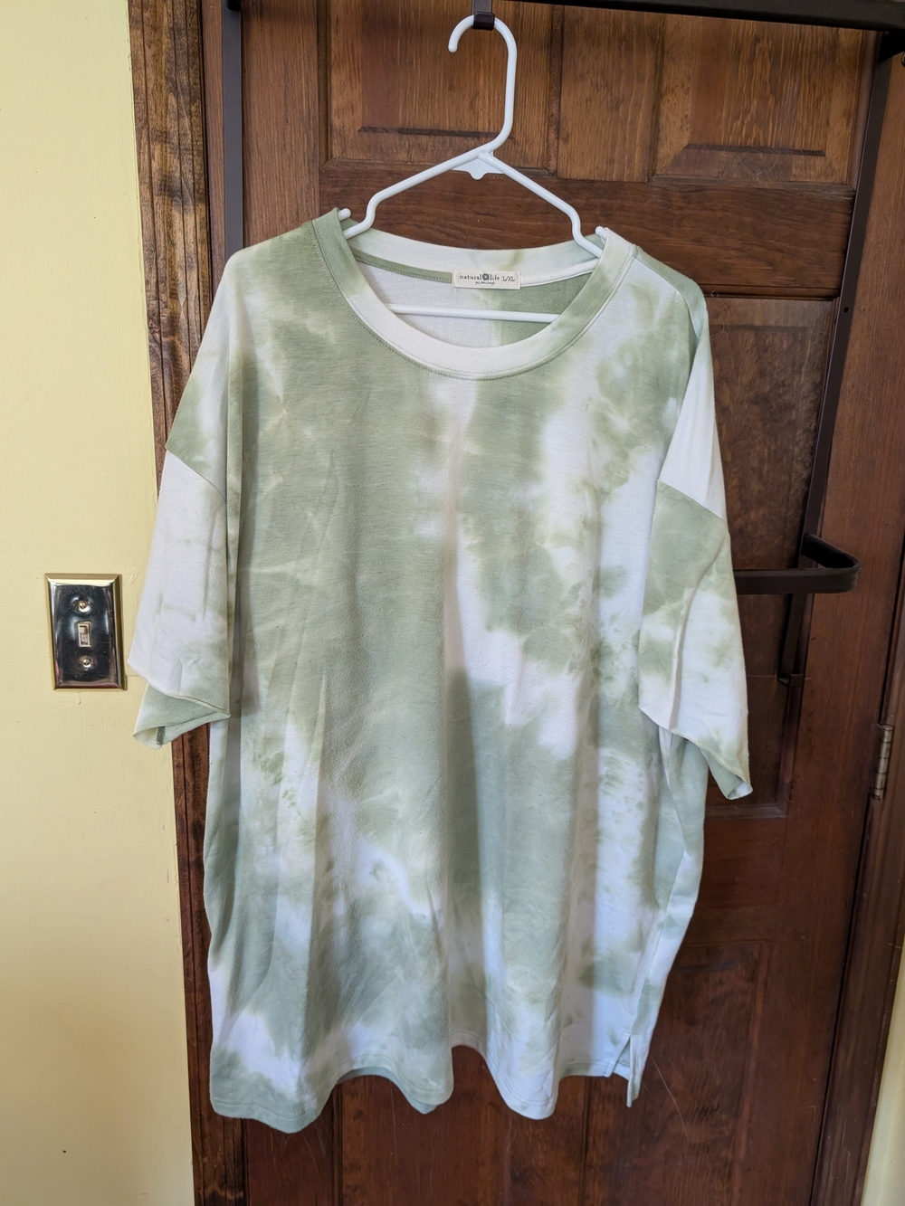 NATURAL LIFE Sage Green Tie-Dye Oversized Short Sleeve Tee